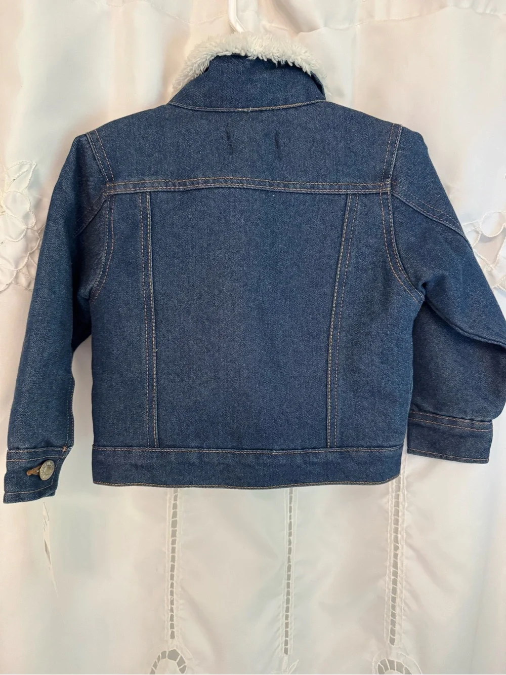 7 For All Mankind toddler Dark Blue Sherpa-Lined Jean Jacket